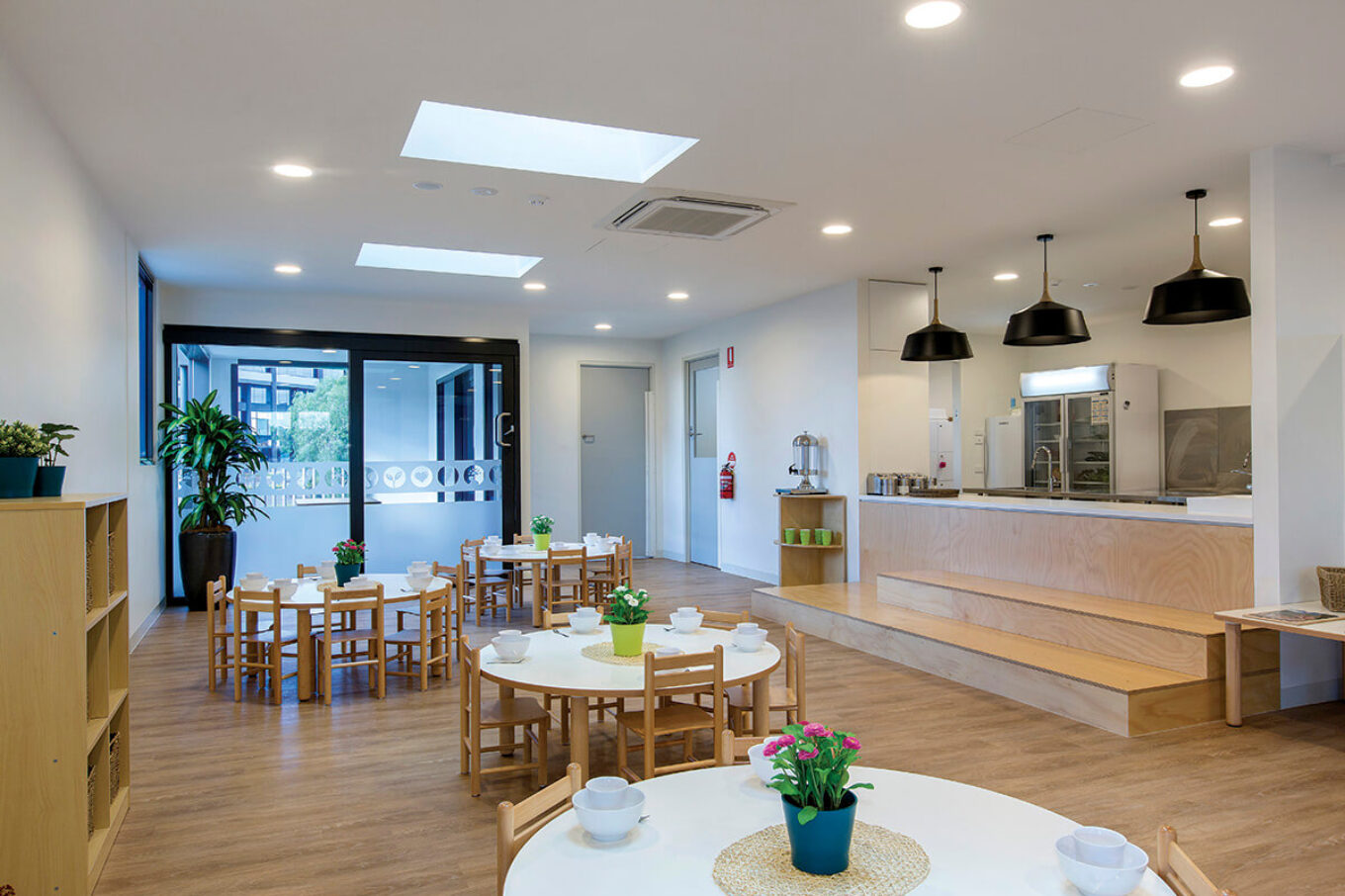 kitchen and indoor dining