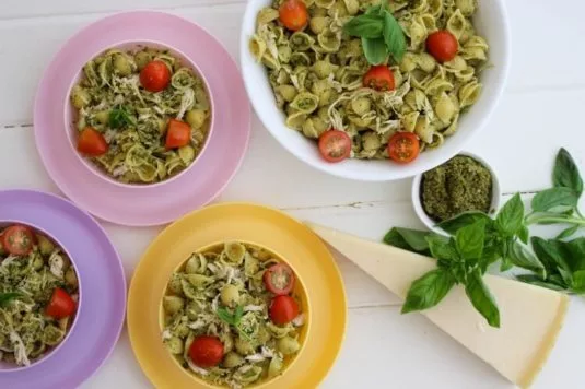 Chicken & Broccoli Nut-Free Pesto Pasta Shells